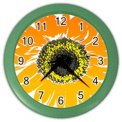 Sunflower Flower Yellow Orange Color Wall Clock by Mariart