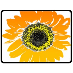 Sunflower Flower Yellow Orange Fleece Blanket (large)  by Mariart