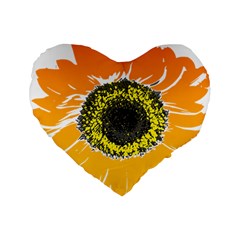 Sunflower Flower Yellow Orange Standard 16  Premium Heart Shape Cushions by Mariart