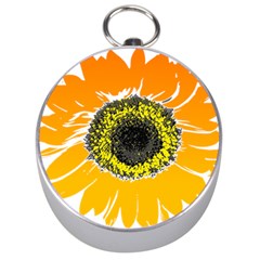 Sunflower Flower Yellow Orange Silver Compasses by Mariart