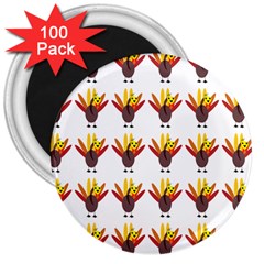 Turkey Thanksgiving Background 3  Magnets (100 Pack) by Mariart