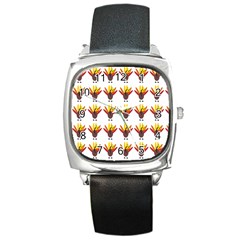 Turkey Thanksgiving Background Square Metal Watch by Mariart