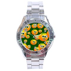 Seamless Orange Pattern Stainless Steel Analogue Watch by Mariart