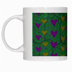 In Love With Festive Hearts White Mugs by pepitasart