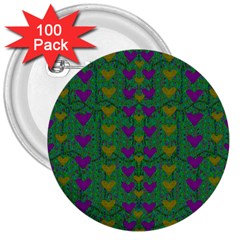 In Love With Festive Hearts 3  Buttons (100 Pack)  by pepitasart