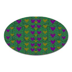 In Love With Festive Hearts Oval Magnet by pepitasart