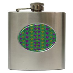 In Love With Festive Hearts Hip Flask (6 Oz) by pepitasart