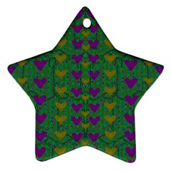 In Love With Festive Hearts Star Ornament (two Sides) by pepitasart