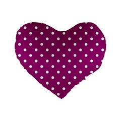 Polka Dots In Purple Standard 16  Premium Flano Heart Shape Cushions by WensdaiAmbrose