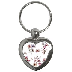 Purple Flowers Bring Cold Showers Key Chains (heart)  by WensdaiAmbrose