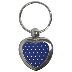 Navy Polka Dot Key Chains (heart)  by WensdaiAmbrose