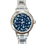 Light Blue Hearts Round Italian Charm Watch Front