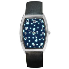 Light Blue Hearts Barrel Style Metal Watch by WensdaiAmbrose