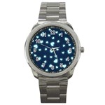 Light Blue Hearts Sport Metal Watch Front