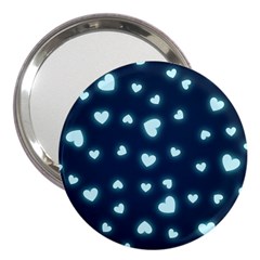 Light Blue Hearts 3  Handbag Mirrors by WensdaiAmbrose