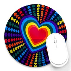 Rainbow Pop Heart Round Mousepads by WensdaiAmbrose