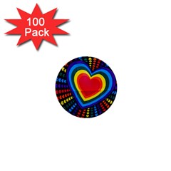 Rainbow Pop Heart 1  Mini Buttons (100 Pack)  by WensdaiAmbrose