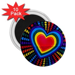 Rainbow Pop Heart 2 25  Magnets (10 Pack)  by WensdaiAmbrose