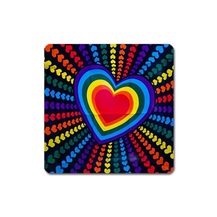 Rainbow Pop Heart Square Magnet