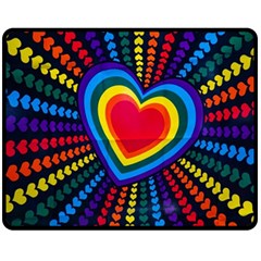 Rainbow Pop Heart Double Sided Fleece Blanket (medium)  by WensdaiAmbrose