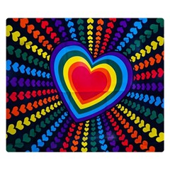 Rainbow Pop Heart Double Sided Flano Blanket (small)  by WensdaiAmbrose