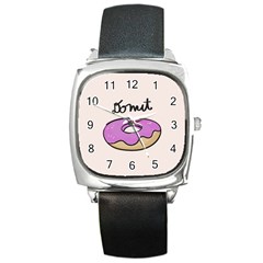 Donuts Sweet Food Square Metal Watch by Mariart