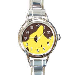 Chocolate Yellow Cake Banana Round Italian Charm Watch