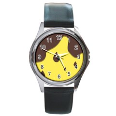 Chocolate Yellow Cake Banana Round Metal Watch