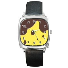 Chocolate Yellow Cake Banana Square Metal Watch