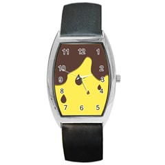 Chocolate Yellow Cake Banana Barrel Style Metal Watch