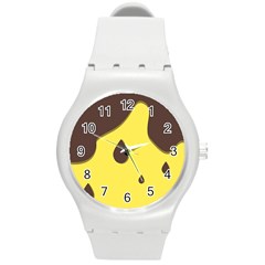 Chocolate Yellow Cake Banana Round Plastic Sport Watch (M)