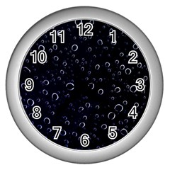 Blued Dark Bubbles Print Wall Clock (silver) by dflcprintsclothing