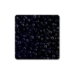 Blued Dark Bubbles Print Square Magnet by dflcprintsclothing