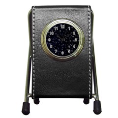 Blued Dark Bubbles Print Pen Holder Desk Clock