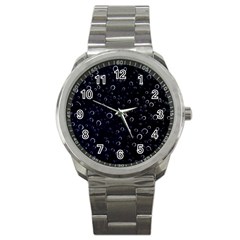 Blued Dark Bubbles Print Sport Metal Watch