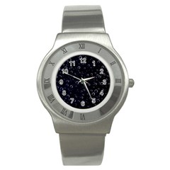 Blued Dark Bubbles Print Stainless Steel Watch by dflcprintsclothing