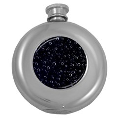 Blued Dark Bubbles Print Round Hip Flask (5 Oz) by dflcprintsclothing