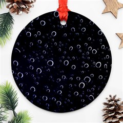 Blued Dark Bubbles Print Round Ornament (two Sides) by dflcprintsclothing