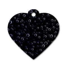 Blued Dark Bubbles Print Dog Tag Heart (two Sides) by dflcprintsclothing