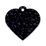 Blued Dark Bubbles Print Dog Tag Heart (Two Sides) Front