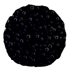 Blued Dark Bubbles Print Large 18  Premium Flano Round Cushions by dflcprintsclothing