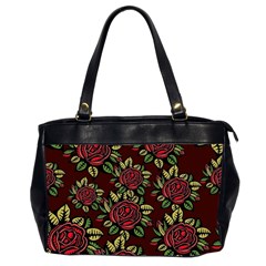 Roses Red Oversize Office Handbag (2 Sides) by WensdaiAmbrose