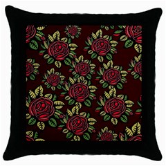 Roses Red Throw Pillow Case (black) by WensdaiAmbrose