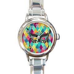 Mardi Gras Round Italian Charm Watch by WensdaiAmbrose