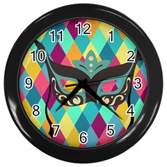 Mardi Gras Wall Clock (black) by WensdaiAmbrose