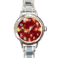 Leaf Leaves Bokeh Background Round Italian Charm Watch by Mariart