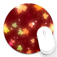 Leaf Leaves Bokeh Background Round Mousepads by Mariart