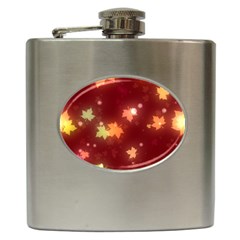 Leaf Leaves Bokeh Background Hip Flask (6 Oz) by Mariart