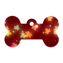 Leaf Leaves Bokeh Background Dog Tag Bone (one Side) by Mariart