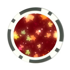 Leaf Leaves Bokeh Background Poker Chip Card Guard by Mariart